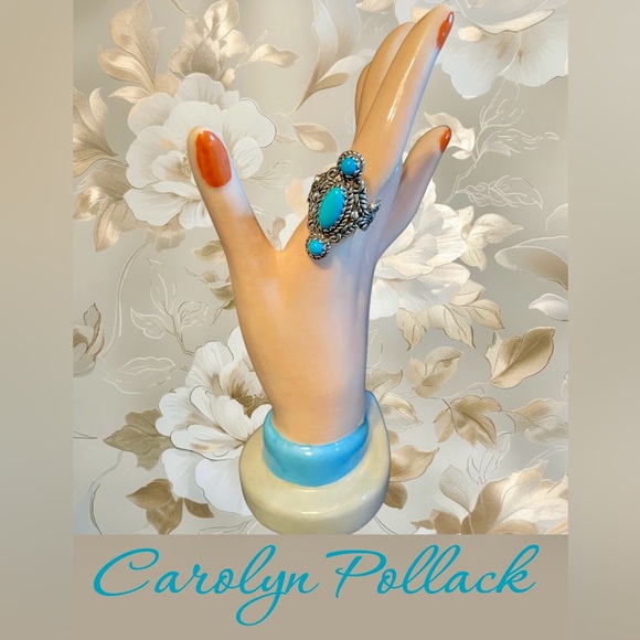 Sterling Turquoise Ring by Carolyn Pollack Size 9 - Picture 6 of 10